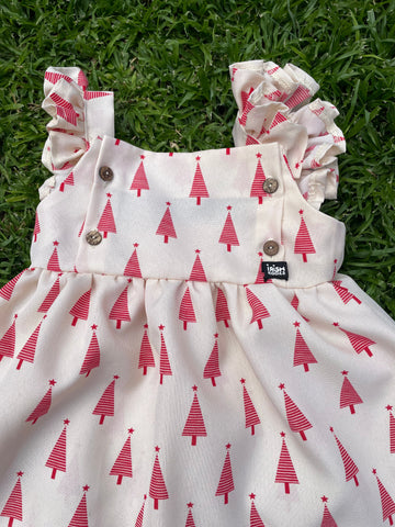 Cream white dress with red Christmas trees